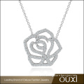 OUXI Brand Jewelry wholesale high quality micro paved AAA zircon rose charm pendant necklace